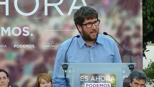 <p>Miguel Urbán durante un acto de Podemos</p>