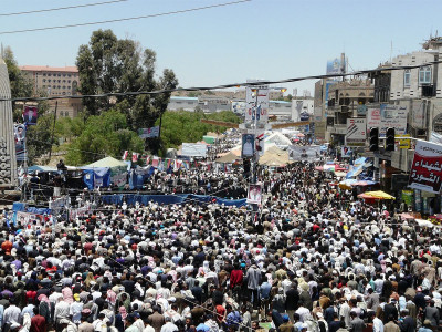 <p>Protestas en Sana'a en abril de 2011.</p>