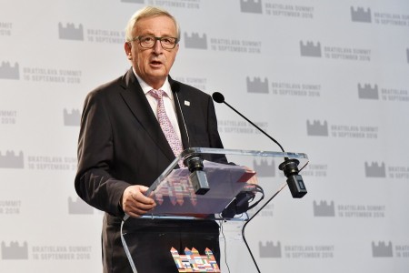 <p>Jean-Claude Juncker en la cumbre de Bratislava.</p>