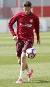 <p>Saúl Ñíguez, durante un entrenamiento con el Atlético de Madrid. </p>