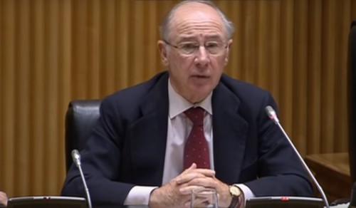 <p>Rodrigo Rato durante la comparecencia en la Comisión de Investigación.</p>