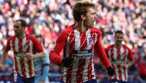 <p>Griezmann celebra un gol durante el partido de Liga contra el Celta.</p>