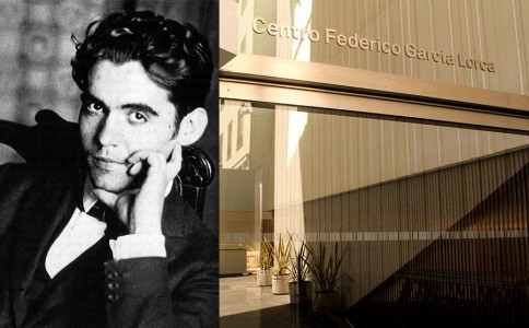 <p>Retrato de Federico García Lorca y fachada del centro dedicado al autor en Granada</p>