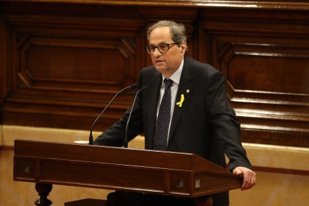 <p>Quim Torra, durante el debate de investidura</p>