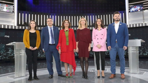 <p>Debate a seis con los representantes de Unidas Podemos, PNV, PSOE, PP, C´s y ERC en TVE, del 16 de abril.</p>
