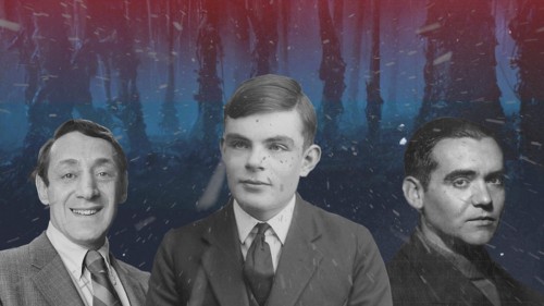 <p>Harvey Milk, Alan Turing y Federico García Lorca en el 'Upside Down' de 'Stranger Things'.</p>