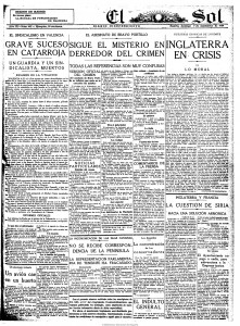 <p>Portada de El Sol del 7 de septiembre de 1919.</p>