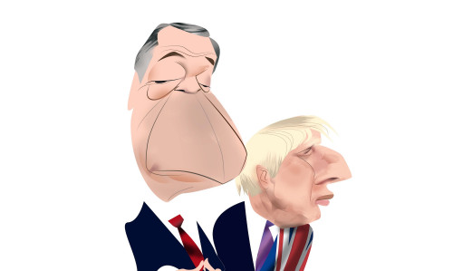 <p>Nigel Farage y Boris Johnson</p>