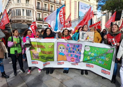 <p>Protesta en Madrid el 28 de octubre de 2023 contra la precariedad laboral de las trabajadoras de escuelas infantiles. /<strong> Escuelas Infantiles en Lucha</strong></p>