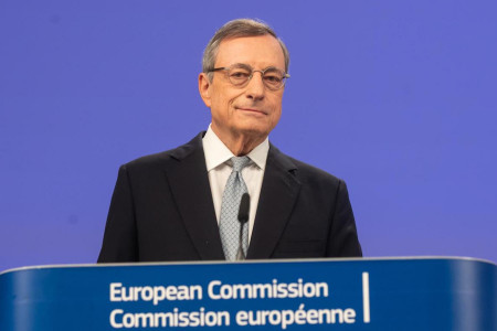 <p>Mario Draghi, durante la presentación del informe sobre el futuro de la competitividad europea en Bruselas, el pasado 9 de septiembre. / <strong>Aurore Martignoni (Comisión Europea)</strong></p>