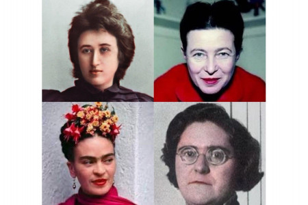 <p>Rosa Luxemburg, Simone de Beauvoir, Frida Kahlo y Federica Montseny. / <strong>Creación propia</strong></p>