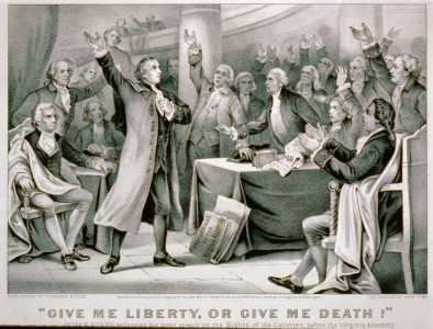 <p>Ilustración de Patrick Henry pronunciando su gran discurso sobre los derechos de las colonias ante la Asamblea de Virginia, convocada en Richmond, el 23 de marzo de 1775. / <strong>Library of Congress</strong></p>