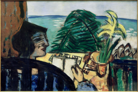 <p>Mujer leyendo junto al mar (1939), de Max Beckmann.</p>