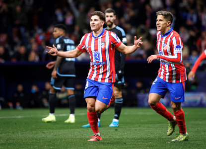 <p>Julián celebra su gol ante el Slovan Bratislava. / <strong>Atlético de Madrid</strong></p>