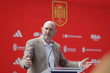 <p>Rafael Louzán, durante un acto de la Federación. / <strong>Cuenta de X de la RFEF</strong></p>