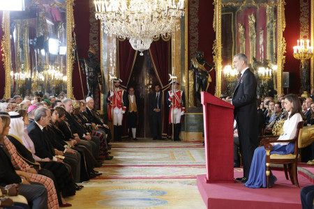 <p>Acto de recepción del Cuerpo Diplomático celebrado el pasado 9 de enero. /<strong> Casa Real</strong></p>