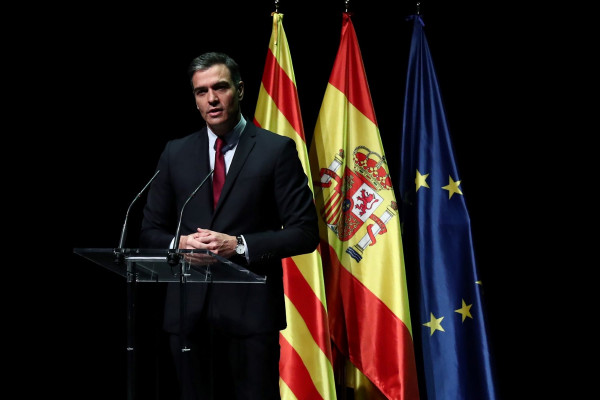 <p>Pedro Sánchez, durante su intervención en el Gran Teatro del Liceu.</p>