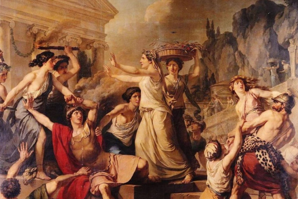 <p>Mujeres de Esparta defendiéndose de los mesenios. / <strong>Jean Francois Jacques Le Barbier (1787)</strong></p>