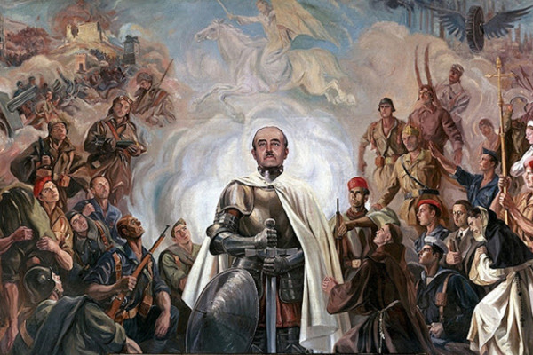 <p><em>Alegoría de Franco y la cruzada</em>. Óleo sobre lienzo del pintor boliviano Arturo Reque Meruvia (1948).</p>