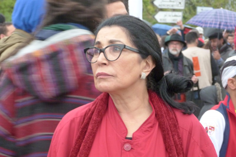 Nabila Hamza durante una manifestación en protesta por los atentados del pasado día 19.