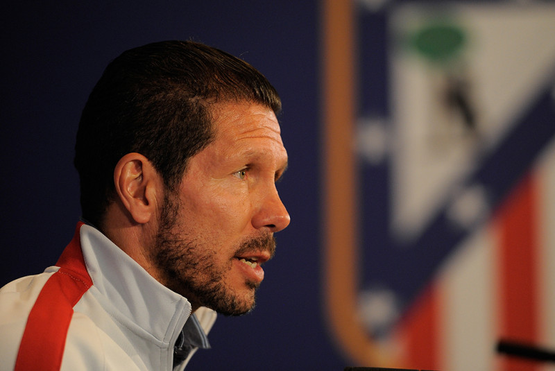 Diego Simeone durante un rueda de prensa antes del partido contra el Real Madrid. 