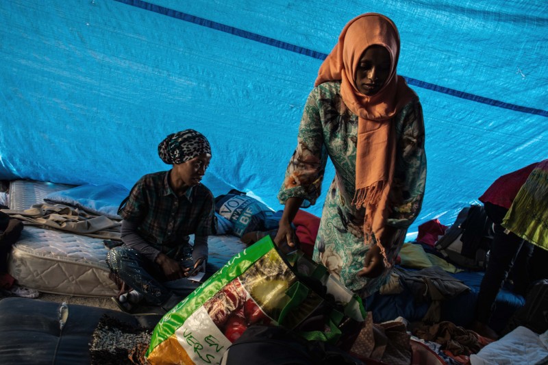 <p>Campamento provisional de refugiados en los jardines d'Eole, en París.</p>