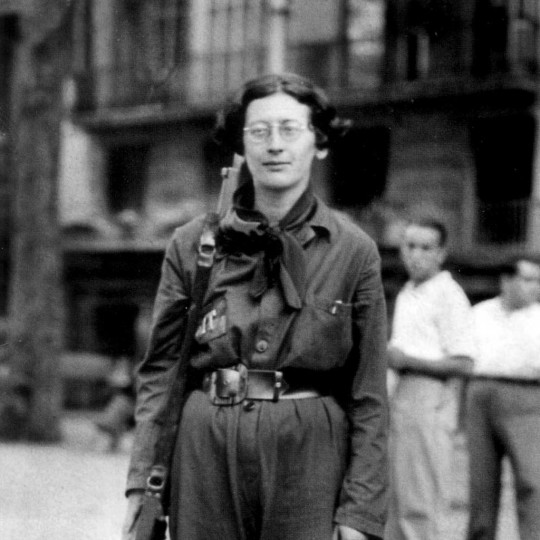 <p>Simone Weil como soldado durante la guerra civil española.</p>