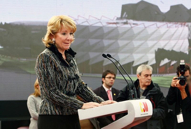 <p>Esperanza Aguirre durante el acto inaugural de las obras de edificación del Campus de Justicia.</p>