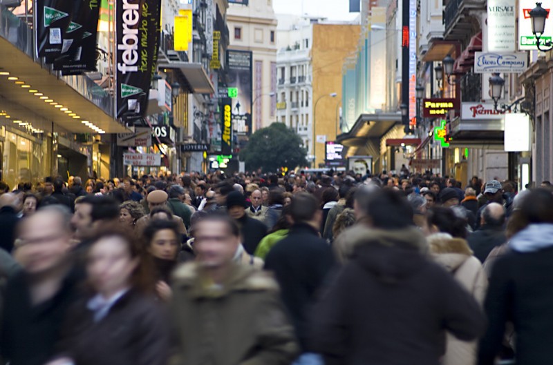 <p>Calle Preciados, una de las principales zonas comerciales de Madrid</p>