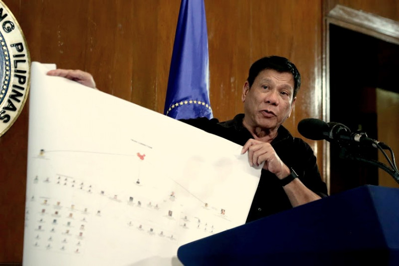 <p>Rodrigo Duterte, durante una conferencia sobre el narcotráfico en Filipinas.</p>
