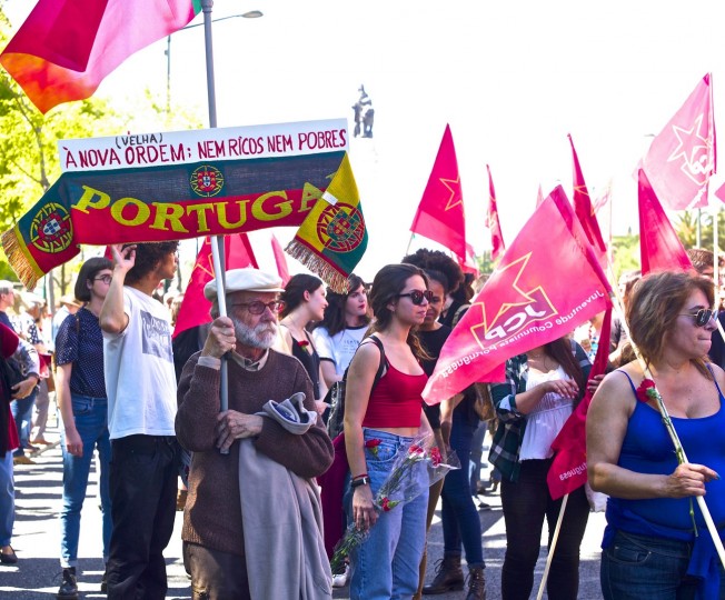 <p>Una manifestación en Lisboa contra las políticas económicas</p>