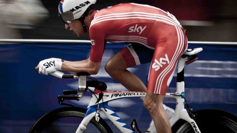 <p>Bradley Wiggins en el Campeonato Mundial de Ciclismo de Dinamarca. 2011.</p>