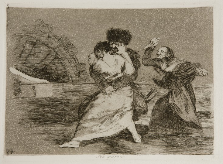 <p>'No quieren', aguafuerte de Goya, de la serie 'Los desastres de la guerra'. </p>