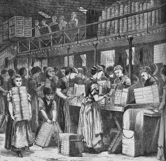 <p>Trabajadoras de una fábrica de fósforos en Londres en 1871.</p>