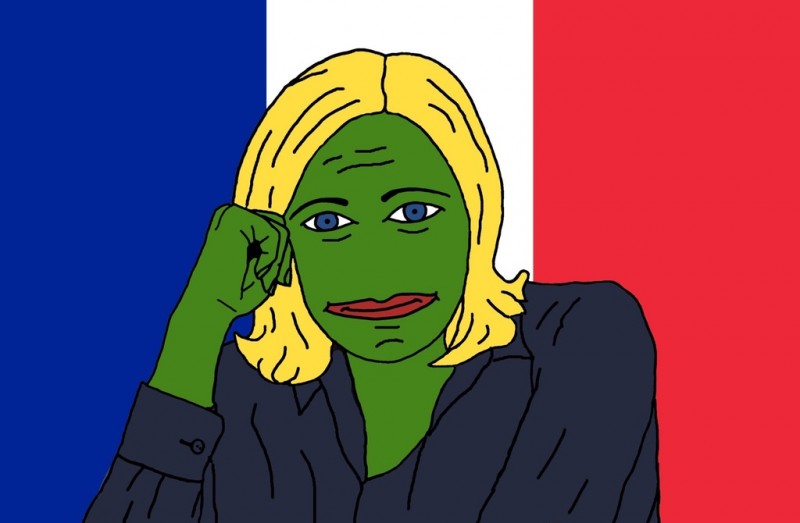 <p>Meme de la corriente de ultraderecha <em>Alt Right</em> que fusiona a <em>Pepe the Frog</em>, uno de sus símbolos, con Marine Le Pen. </p>