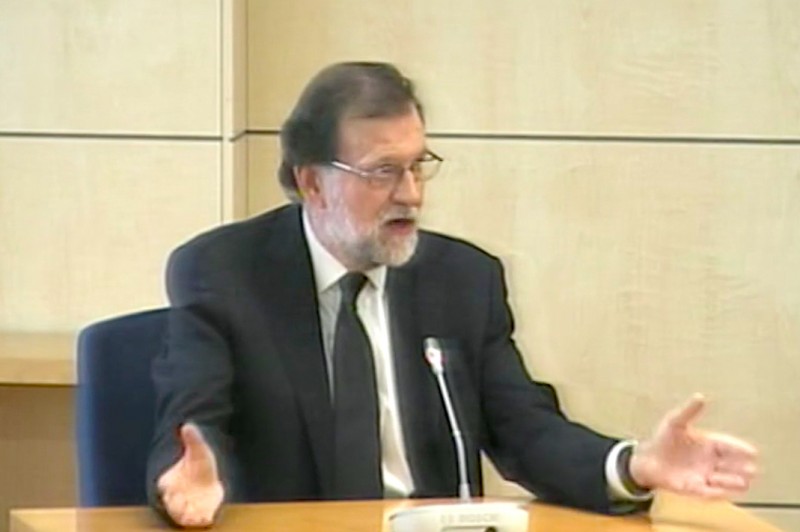 <p>Mariano Rajoy, durante su declaración.</p>