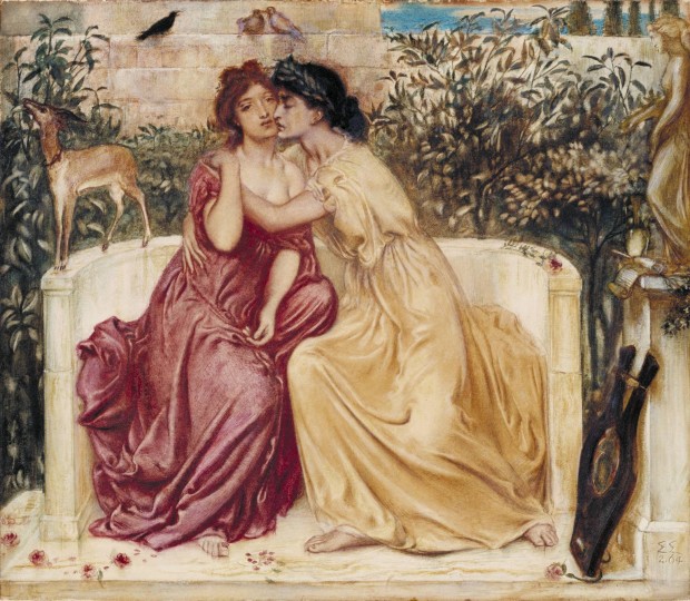 <p>Safo y Erina en un jardín en Mitilene (1864).</p>