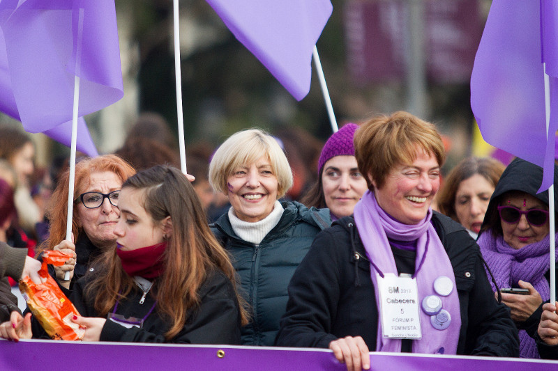 <p>Mujeres en la manifestación del 8 de marzo de 2018 en las calles de Madrid. </p>