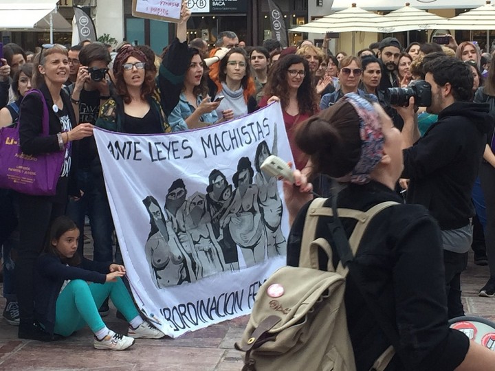 <p>Protesta tras conocerse la sentencia del juicio de La Manada. Málaga, 26 de abril de 2018. </p>