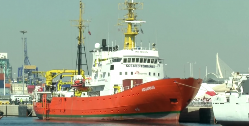 <p>El barco Aquarius, tras su llegada al puerto de Valencia. Junio de 2018</p>