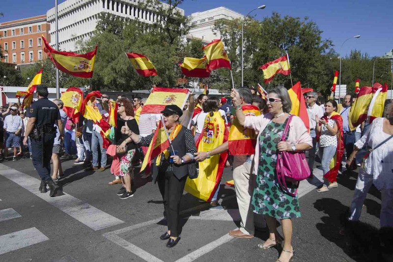 <p>Manifestación españolista en Madrid, el 7 de octubre de 2017.</p>