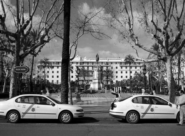 <p>Una imagen de taxis en la Plaza Nueva de Sevilla.</p>
