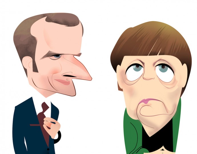 <p>Emmanuel Macron y Angela Merkel.</p>
<p> </p>
