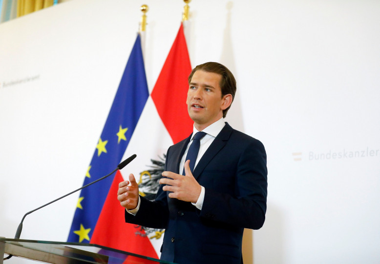 <p>El canciller federal Sebastián Kurz en una conferencia de prensa sobre la situación política, el día 20 de mayo.</p>