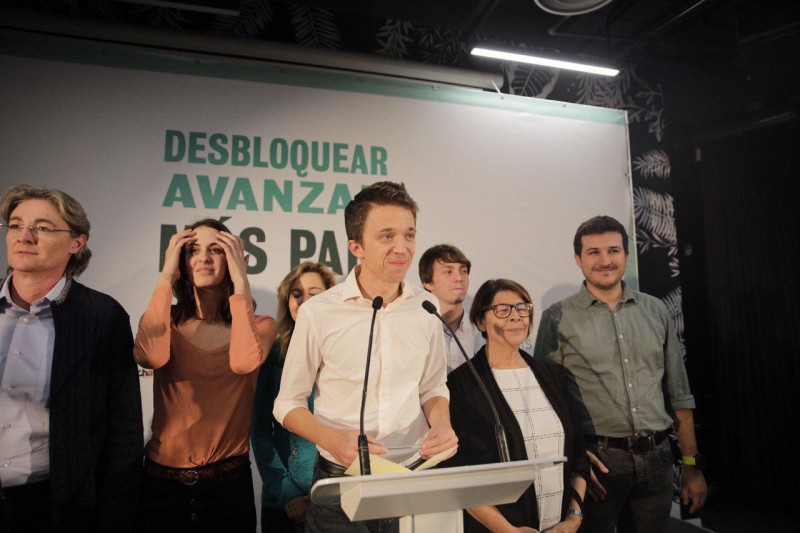 <p>Íñigo Errejón durante su comparecencia la noche electoral. </p>