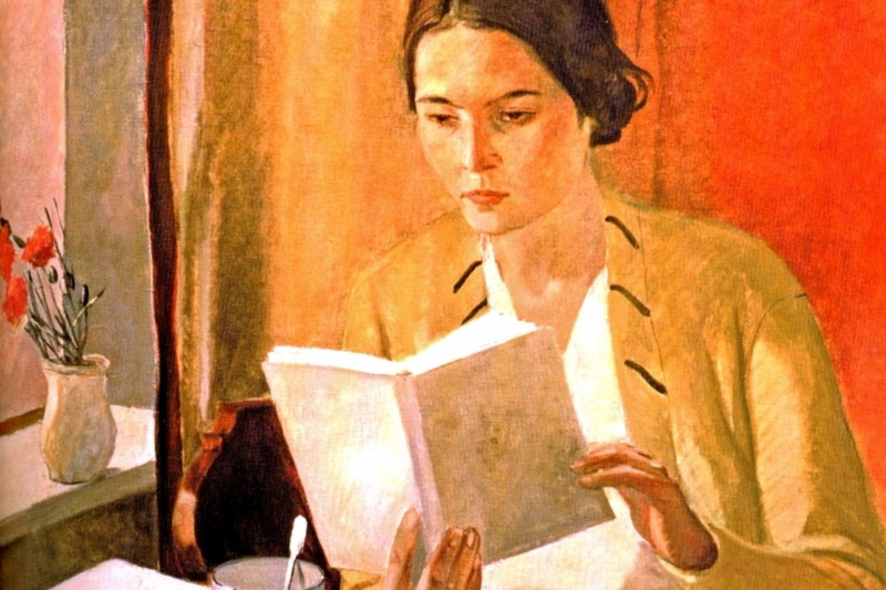 <p>Mujer joven con libro. Alexander Deineka.</p>