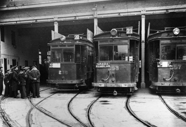 <p>Tranvías de Barcelona en los años 40.</p>
