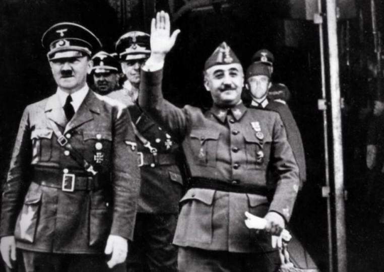<p>Reunión de Hitler y Franco en Hendaya (1940).</p>