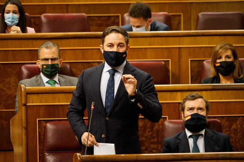 <p>Santiago Abascal en la sesión de control al Gobierno del 14 de octubre.</p>