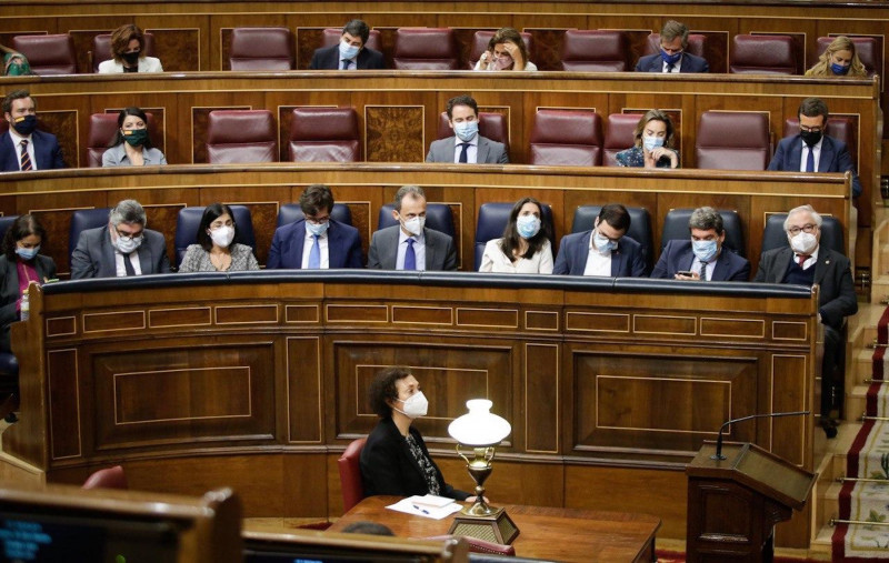 <p>El banco del Gobierno, durante el debate de la moción de censura. </p>